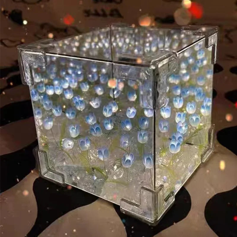 Diy Tulip Sea Cube Night Light Ornament Material Pack Couple Holiday Gift Home Decoration 21pcs